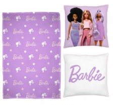 Mattel Barbie Dětská deka s polštářem, 100 x 150 cm, 35 x 35 cm 8945, lila fialová